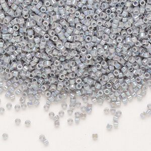 Seed bead, Delica&reg;, glass, pkg/7.5g, #11 round, opaque rainbow ghost grey (DB-1579).