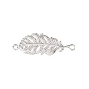 Link, sterling silver, 25.5x11mm single-sided feather. Sold individually.