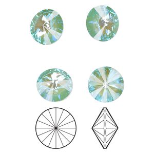 Chaton 48pk crystal silky sage DeLite, Crystal Passions&reg; 12mm rivoli 1022