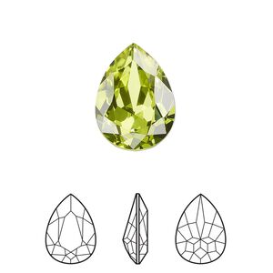 Fancy stone 48pk citrus green foil back, Swarovski&reg; 18x13mm pear 4320