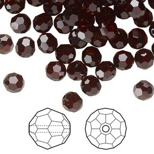 Bead 144pk smoked amber, Crystal Passions&reg; 6mm round 5000