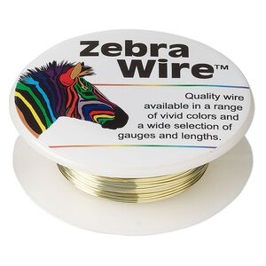 Wire, Zebra Wire&trade;, color-coated copper, champagne gold, round, 24 gauge. Sold per 20-yard spool.