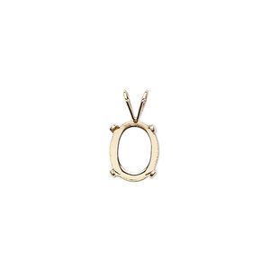 Pendant, Cab-Tite&trade;, 14Kt gold-filled, 10x8mm 4-prong oval setting. Sold individually.