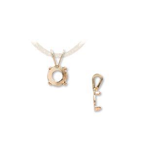 Pendant, Cab-Tite&trade;, 14Kt gold, 6mm with 4-prong round setting. Sold individually.