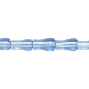 Bead, glass, transparent blue, 11x6mm vase. Sold per 13-inch strand, approximately 30 beads.