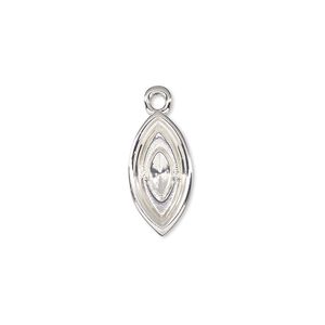 Drop 1pkg2, Almost Instant Jewelry&reg;, silver-plated "pewter" (zinc-based alloy), 17x9mm marquise with 15x7mm navette setting.