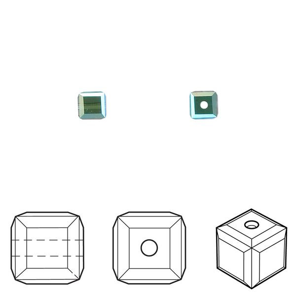 Bead 12pk Montana AB, Crystal Passions&reg; 4mm cube 5601 image number 0