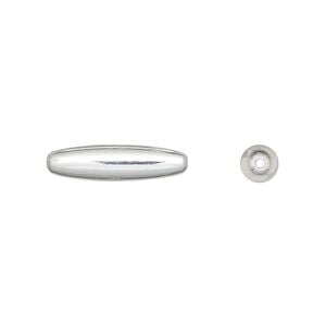 Bead 1pkg100 silver-plated, 19x5mm oval, brass