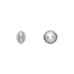 Bead 1pkg2 sterling silver, 8x5mm corrugated saucer