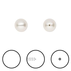 Pearl 1pkg250 white, Crystal Passions&reg; 8mm half-drilled round 5818