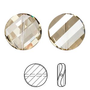 Bead 2pk crystal golden shadow, Crystal Passions&reg; 18mm twist 5621