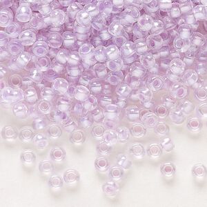 Seed bead, Preciosa Ornela Czech glass, pkg/500g, #8 rocaille, translucent color-lined luster pastel violet, (382PV).