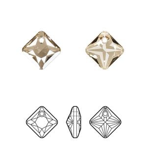 Drop 48pk crystal golden shadow, Swarovski&reg; 11.5mm pendant princess cut 6431