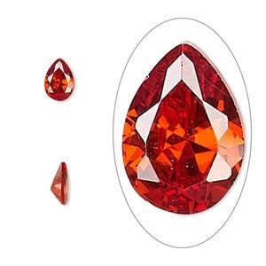 Gem, cubic zirconia, ruby red, 7x5mm faceted pear, Mohs hardness 8-1/2. Sold per pkg of 2.