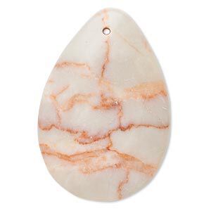 Focal, redline marble (natural), 40x29mm-45x32mm puffed teardrop with flat back, C grade, Mohs hardness 3. Sold individually.