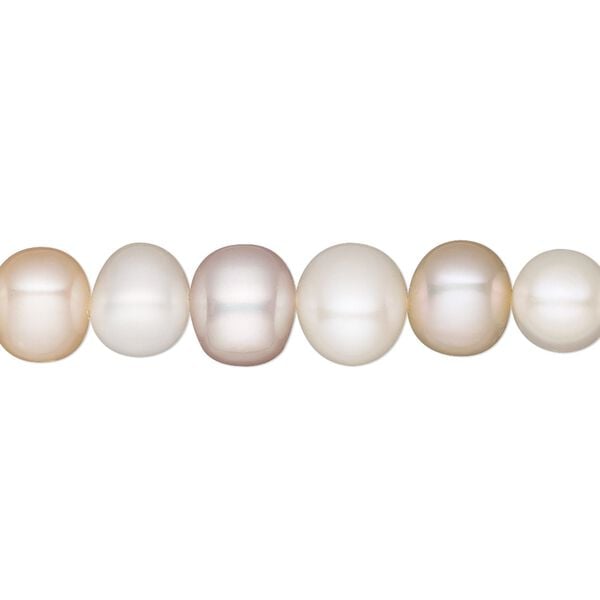 Pearl, White Lotus&trade;, cultured freshwater, mauve and peach, 8-8.5mm semi-round, B grade, Mohs hardness 2-1/2 to 4. Sold per 15-1/2" to 16" strand. image number 0