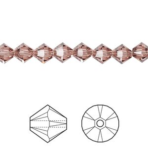 Bead 360pk blush rose, Swarovski&reg; 6mm XILION bicone 5328
