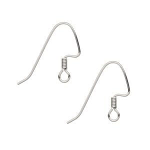 Ear wire fishhook 1pkg100, 18mm angular / 3mm coil / perfect balance / open loop, 21 gauge stainless steel 50 pair