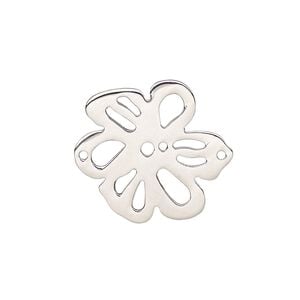 Link, stainless steel, 23x21mm flower with cutouts. Sold individually.