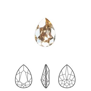 Fancy stone 144pk crystal golden shadow foil back, Swarovski&reg; 14x10mm pear 4320