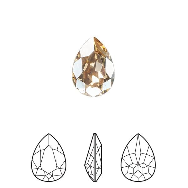 Fancy stone 144pk crystal golden shadow foil back, Swarovski&reg; 14x10mm pear 4320 image number 0