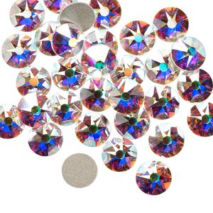 Flat back 144pk crystal AB foil back, Crystal Passions&reg; 7.07-7.27mm rose round SS34 2088