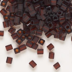 Seed bead, Miyuki, glass, pkg/250g, 3.5-3.7mm square, transparent dark topaz (SB-134).