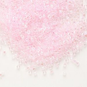 Seed bead, Delica&reg;, glass, pkg/7.5g, #11 round, translucent pink-lined rainbow pink (DB-0071).