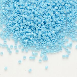 Seed bead, Delica&reg;, glass, pkg/50g, #11 round, opaque rainbow luster turquoise blue (DB-0215).