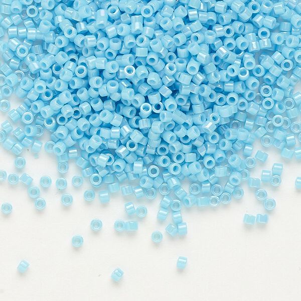 Seed bead, Delica&reg;, glass, pkg/50g, #11 round, opaque rainbow luster turquoise blue (DB-0215). image number 0