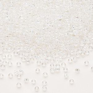 Seed bead, Dyna-Mites&trade;, glass, pkg/1/2kg, #11 round, translucent rainbow clear, (4R 11/0 RR).