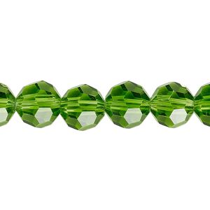 Bead 1pk 32 facets transparent green, Celestial Crystal&reg; 10mm round 15.5-16 inch