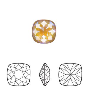 Fancy stone 1pk crystal ochre DeLite, Crystal Passions&reg; 12mm cushion 4470