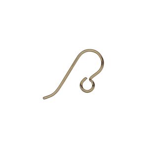 Ear wire fishhook 1pkg4 antique brass-plated niobium, 12.5mm / open loop, 20 gauge 2 pair