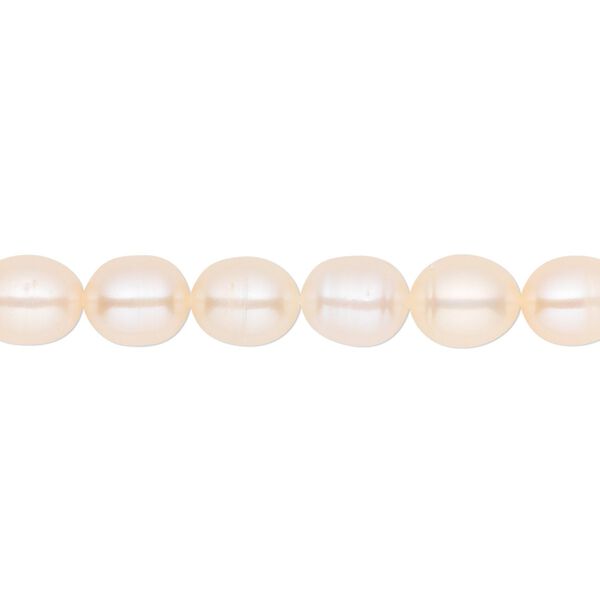 Pearl, White Lotus&trade;, cultured freshwater, peach, 5-7mm rice, C grade, Mohs hardness 2-1/2 to 4. Sold per 16-inch strand. image number 0