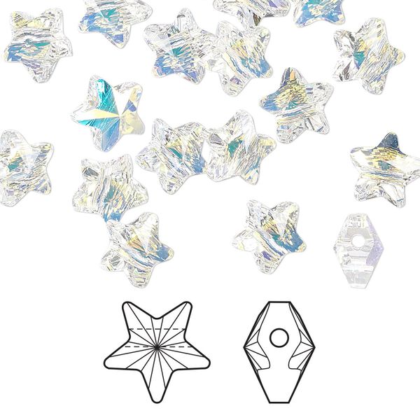 Bead 288pk crystal AB, Swarovski&reg; 8mm star 5714 image number 0