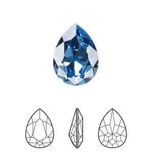 Fancy stone 1pk cool blue foil back, Crystal Passions&reg; Regenerated 18x13mm pear 4320