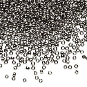 Seed bead, TOHO BEADS&reg;, glass, pkg/7.5g, #11 round, opaque nickel-plated nickel (TR-11-711).