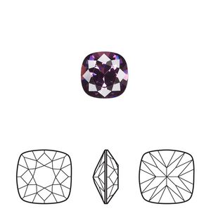 Fancy stone 2pk amethyst foil back, Crystal Passions&reg; 10mm cushion 4470