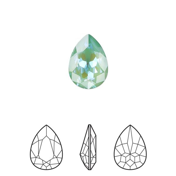 Fancy stone 12pk crystal silky sage DeLite, Crystal Passions&reg; 14x10mm pear 4320 image number 0