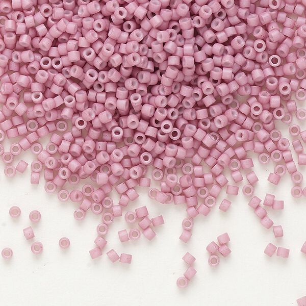 Seed bead, Delica&reg; 1pkg250g glass, #11 round, opaque matte antique rose white / outside dyed (DB-0800) image number 0