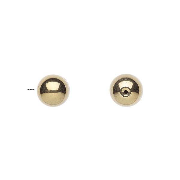 Hemalyke&trade; 1pkg4, electroplated half-drilled round bead 8mm image number 1