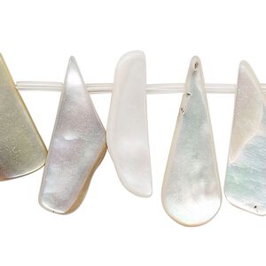 Mother-of-pearl shell 1pkg1, top-drilled freeform stick bead natural 15.5 to 16 inch 13x7mm-44x11mm