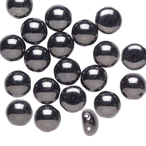 Bead, Preciosa Candy&trade;, Czech pressed glass, opaque hematite, 8mm candy with (2) 0.8-0.9mm holes. Sold per pkg of 20.