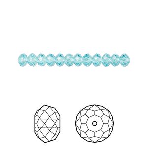 Bead 12pk light turquoise, Crystal Passions&reg; 4x3mm rondelle 5040