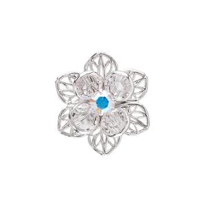 Sew-on 1pk crystal rhodium finish AB, Crystal Passions&reg; 22x20mm flower 62007