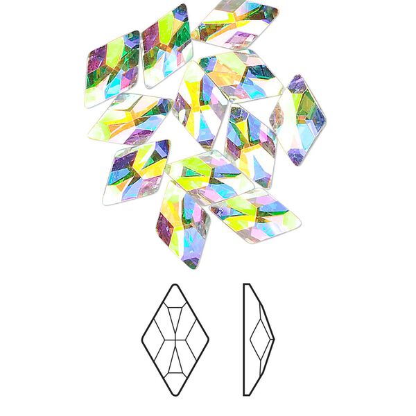 Flat back 288pk crystal AB foil back, Swarovski&reg; 10x6mm rhombus 2709 image number 0