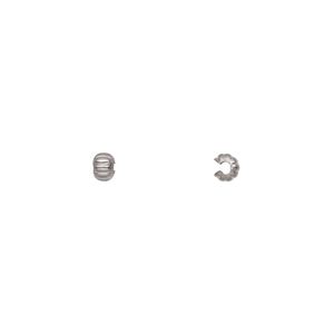 Crimp cover, stainless steel, 3mm corrugated round. Sold per pkg of 10.