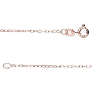 Chain 1pkg1 rose gold-plated sterling silver cable, 1.4mm long / springring clasp, Gossamer&trade; 18 inch