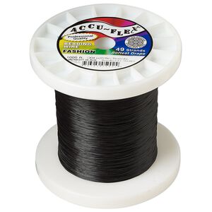 Beading wire, Accu-Flex&reg;, nylon and stainless steel, midnight black, 49 strand, 0.014-inch diameter. Sold per 1,000-foot spool.